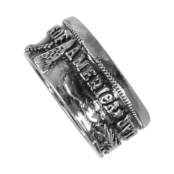 Product Category Rings - Ring Classic Ring States Emblem Mens Silver Size Ring,One Size,Black