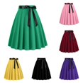 thumbnail image 1 of Product Category Skirt - Women’s Solid Color Fashionable Waistband Swing A-Line Ribbon Casual Party Skirt Elegant Statement Bottomwear for Everyday Wear, 1 of 4