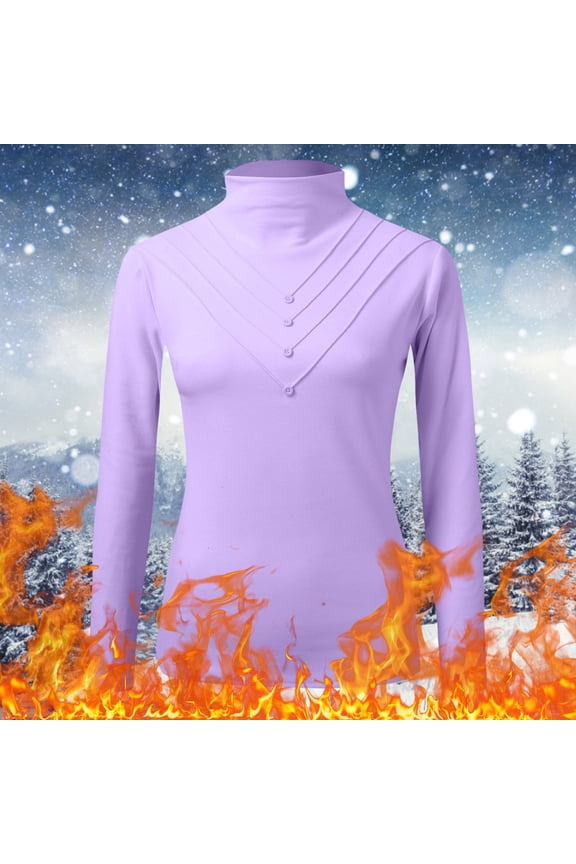 Product Category Thermal Underwear Top | Women Long Sleeve -L lined Crew Neck Base Layer Top for Winter Comfort