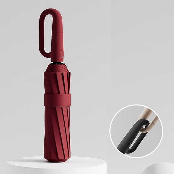 Umbrella for Rain and Sun - Reflective Strip Windproof Ring Buckle Folding Auto Open/Close Travel Umbrella Portable Reverse Design