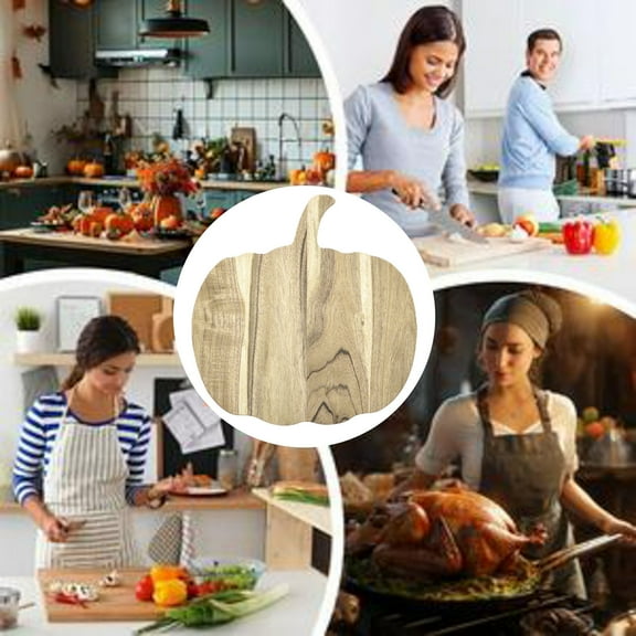 Product Category Vegetable Cutter 2 — Pumpkin Shaped Wood Cutting Board for Kitchen Décor Halloween Theme Versatile Wooden Board for Chopping Meat and Vegetables Fall Home Accessory
