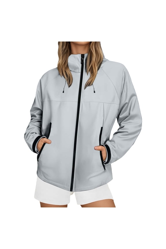 Product Category Women's Casual Jackets | Lightweight Outdoor Windproof Coat for Everyday Wear Spring Autumn Comfortable Everyday Outerwear Women's Bomber Jacket Casual Coat