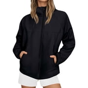 Product Category Womens Casual Jackets | Lightweight Outdoor Windproof Coat for Everyday Wear Spring Autumn Comfortable Everyday Outerwear Womens Bomber Jacket Casual Coat