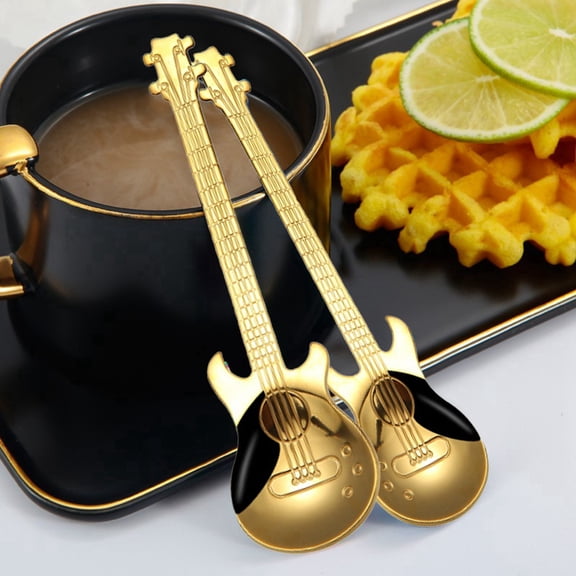 Product Class Tableware 2 — Stainless Steel Guitar Spoon Coffee Stirring Spoon Plated Ice Bar Music Bar Spoon Small