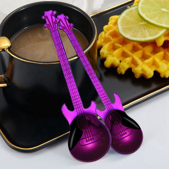 Product Class Tableware 2 — Stainless Steel Guitar Spoon Coffee Stirring Spoon Plated Ice Bar Music Bar Spoon Small
