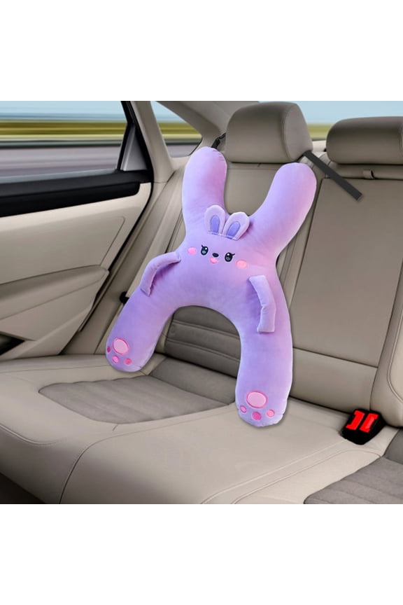 Product Classification Car Interior Accessories Sleeping Pillow For Car Children H Shaped Travel Pillow for Kids Car Seat Belt Headrest Universal Fit Travel Companion, 42x56 cm, Purple