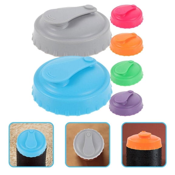 Six Piece Can Covers for Drinks Industry Grade Lids for Fizzy Beverages Portable Reusable Silicone Caps for Outdoor Parties Camping and Beverage 6PCS,6.2cmx2.3cm,Multicolor