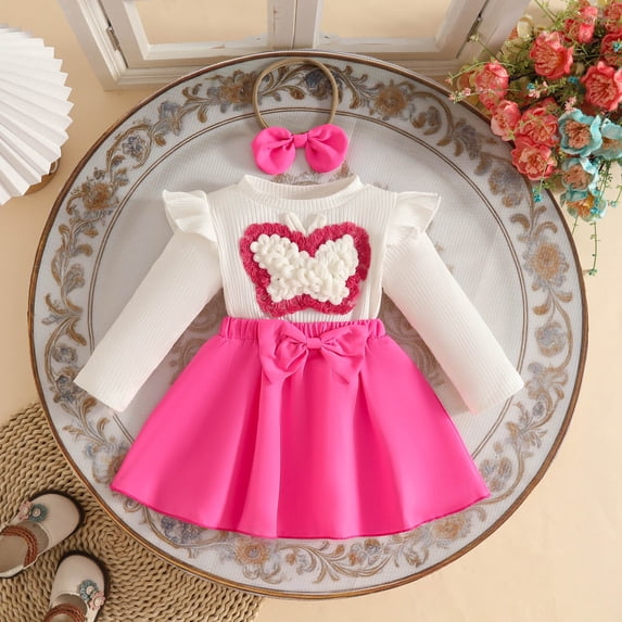 Product Classification Girls Dresses Product Title Girls Long Sleeve Bowknot Ribbed Dress Headbands Set for Everyday Casual and Schoolwear