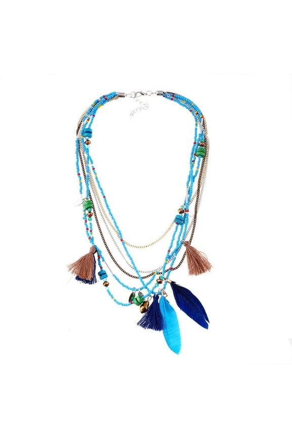 Product Classification Necklaces & Pendants Fashion Jewelry Layer Chain Handmade Beaded Bohemian Feather Necklace Elegant Boho Statement Jewelry for Everyday Wear