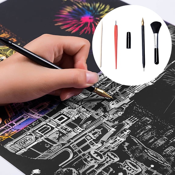 Product Classification Novelty Funny Toy Toy Kit 5 Piece Scratch Drawing Tool Set for Reveal Art Experience Educational DIY Craft for Kids and Adults
