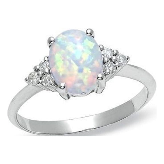 Product Classification Rings Exquisite Opal Stone Jewelry with Round White Opal Fashion Ring Elegant Shine for Daily wear,Size8,Silver