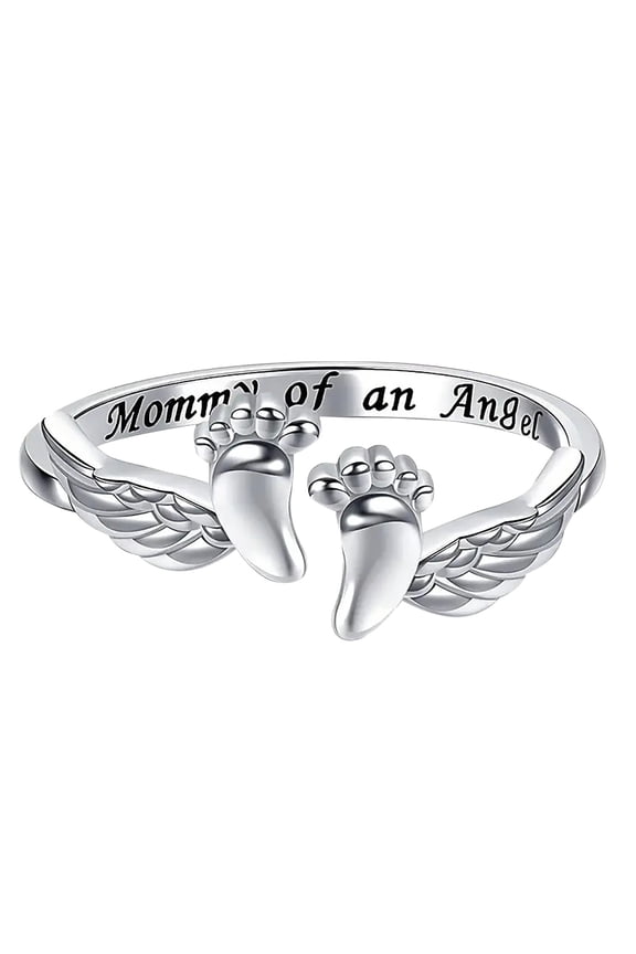 Product Classification Rings Jewelry Mommy Footprints Ring Accessible for Daily Wear and Occasions, 6.21 cm, Silver A