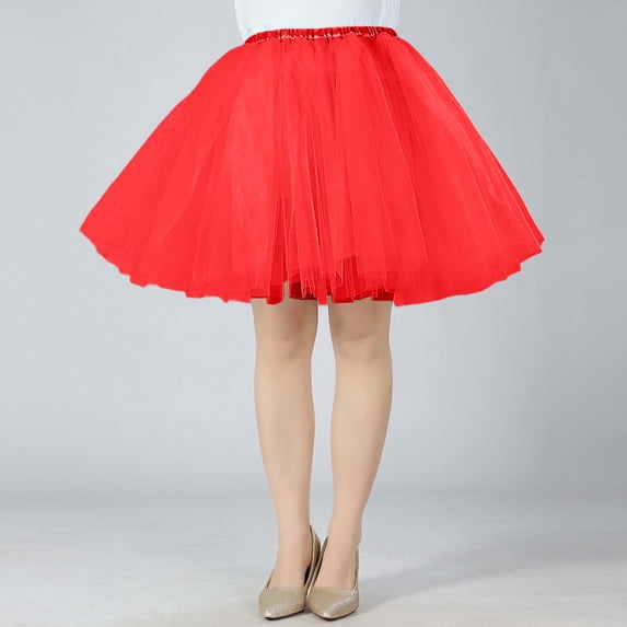 Women Solid Tutu Skirt Party Performance Ballet Casual Beach School Spring Summer Outfits Classic Puffy Petticoat Layered Adult Elegant Dance