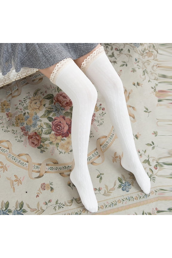 Product Classification Stockings Knit Solid High Women's Splice Lace Socks Long Stockings Platform Competitor Title