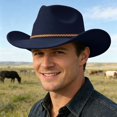 thumbnail image 1 of Product Cowboy Hat - Adult Western Ethnic Style Fedora for Party - Everyday Wear and Seasonal Ready, Navy, 1 of 3