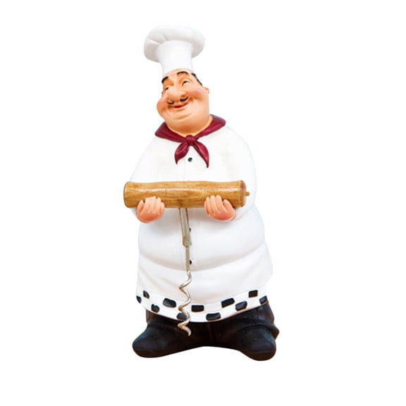 Desktop Ornament Italian Chef Figurines for Kitchen Display with Chalkboard Countertop Collectible Statue for Home and,9x9x21 cm,White