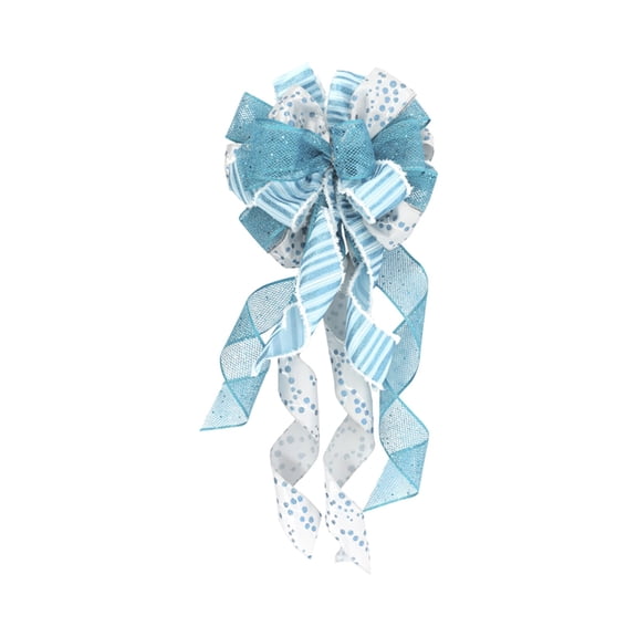 Product Event Party Product Blue Tree Topper Bow with Long Streamers Wired Edge Bows for Holiday Bow Tree Ornaments Party,95x30 cm,Sky Blue