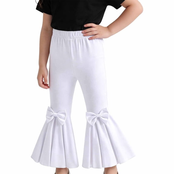 Product Girls Pants Playful Lightweight Flared Trousers with Elastic Waistline for Warm Weather Everyday Casual Outdoor Wear