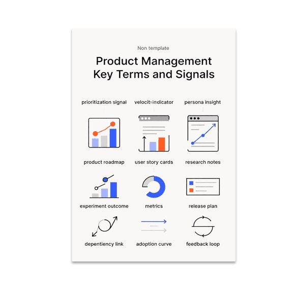 Product Management Key Terms and Signals Poster, Product Managers, Software Teams, Business Graduates, and Office Decor, 13x19 Glossy Paper