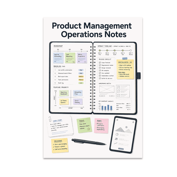 Product Management Operations Notes Poster, Product Managers, Software Teams, Business Graduates, and Office Decor, 13x19 Glossy Paper