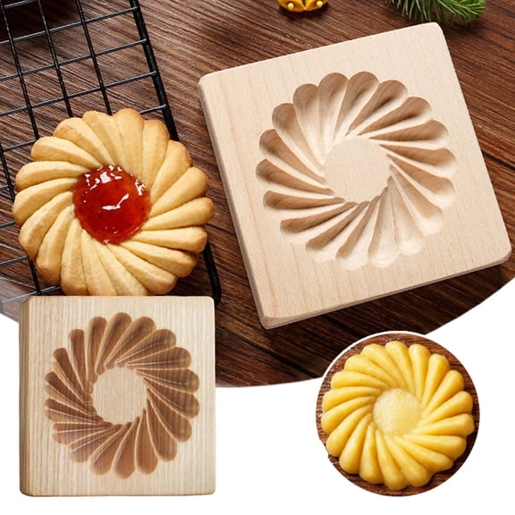 Product Moulds Product Carved Wooden Cookie Cutter Stamp for Kitchen Cookie Stamp Cutter Set for Baking Summer Spring Theme Teak Wood Craft