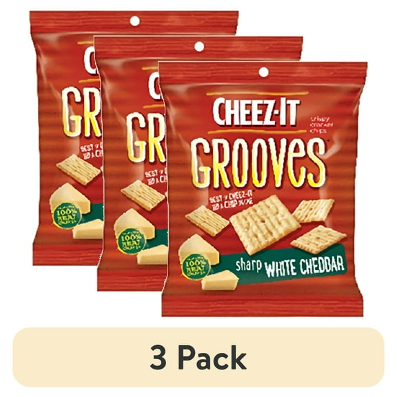 (3 pack) Product Of Cheez-It Grooves, Sharp White Cheddar, Count 6 (3.25 oz) - Cookie & Cracker / Grab Varieties & Flavors