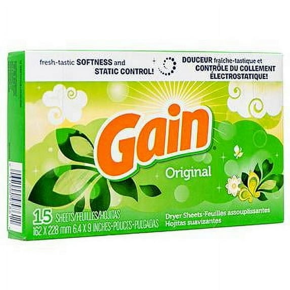Product Of Gain, Dryer Sheets Original, Count 1 (15Sht) - Fabric Softener / Grab Varieties & Flavors