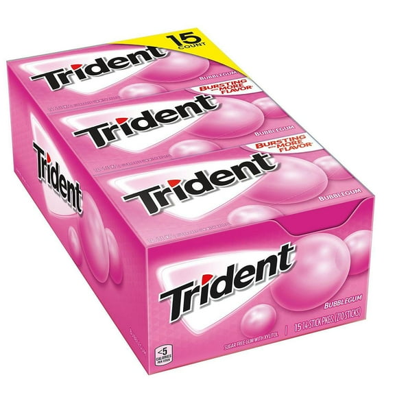 Trident Bubblegum Sugar-Free Gum (14 ct., 15 pks.) -Pack of 2