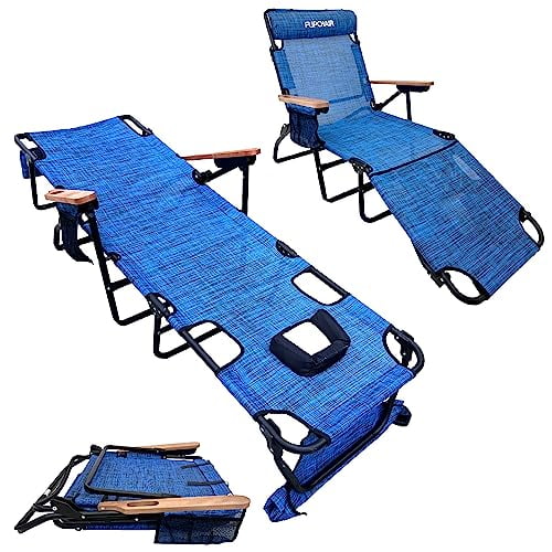 Product Patio Chaise Lounger Chair For Tanning With Face & Arm Holes 4