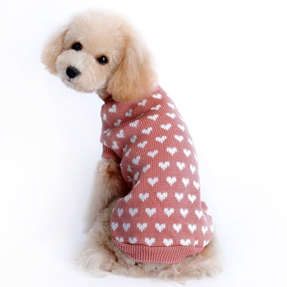Product Pet Sweater - Cozy Autumn Winter Heart Cat Pattern Clothes for Dogs and Cats Knitwear Soft Warm Puppy Sweater Fashionable Pet Apparel