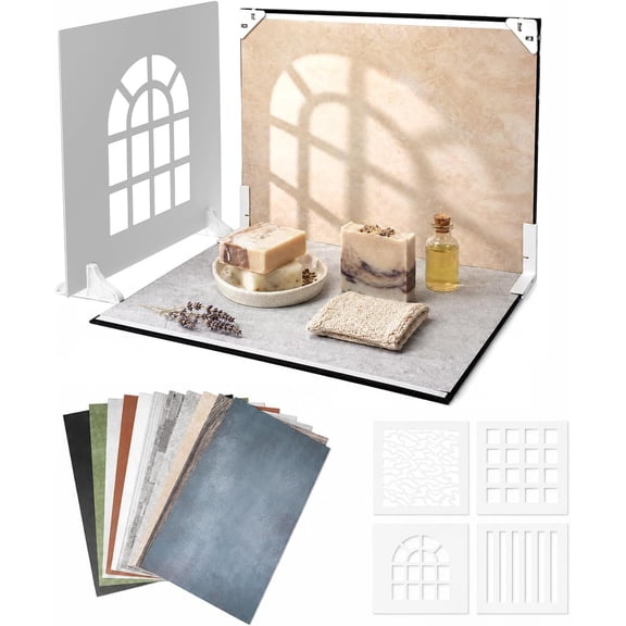 Product Photography Backdrops Kit, 16.5 x 11.7 inch, 22 Designs | 11 Double-Sided Photo Backdrops with 4 shadow props for photography, , products and UGC content.