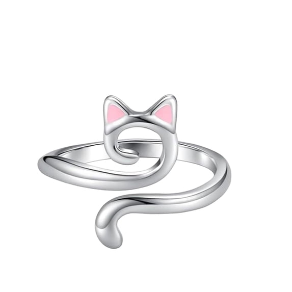 Rings Product Category Cat-Themed Yarn Ring Adjustable Crochet Tool for Beginners Crochet Tension Regulator Finger Ring Handmade Piink Sliver Ring Kit