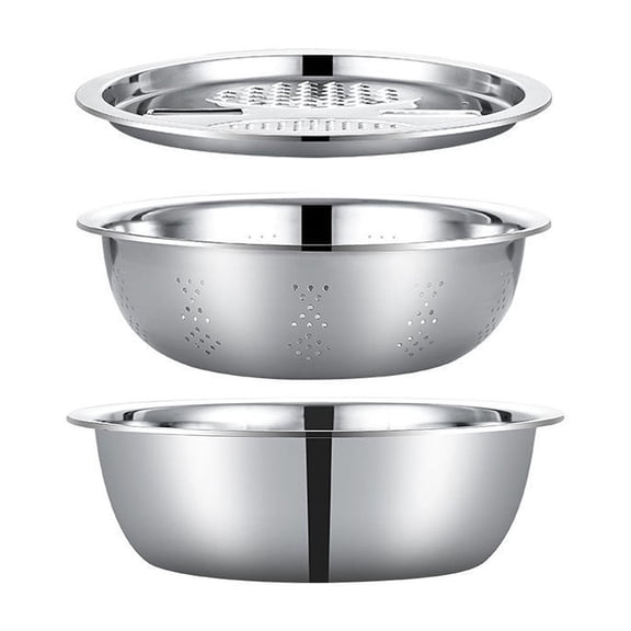 Jialinnn Multifunctional Stainless Steel Basin Grater Kitchen Tool One Size Silver