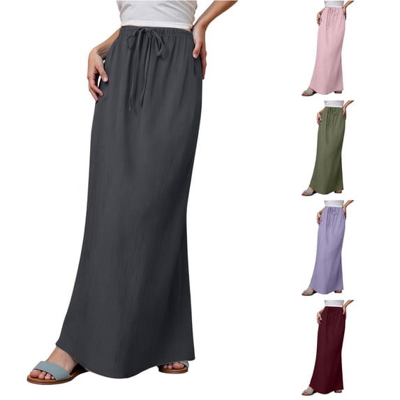 Product Skirt - Skirts for Women Summer Waist A Line Skirts Long Flowing Boho Style for Warm Weather and Everyday Wear