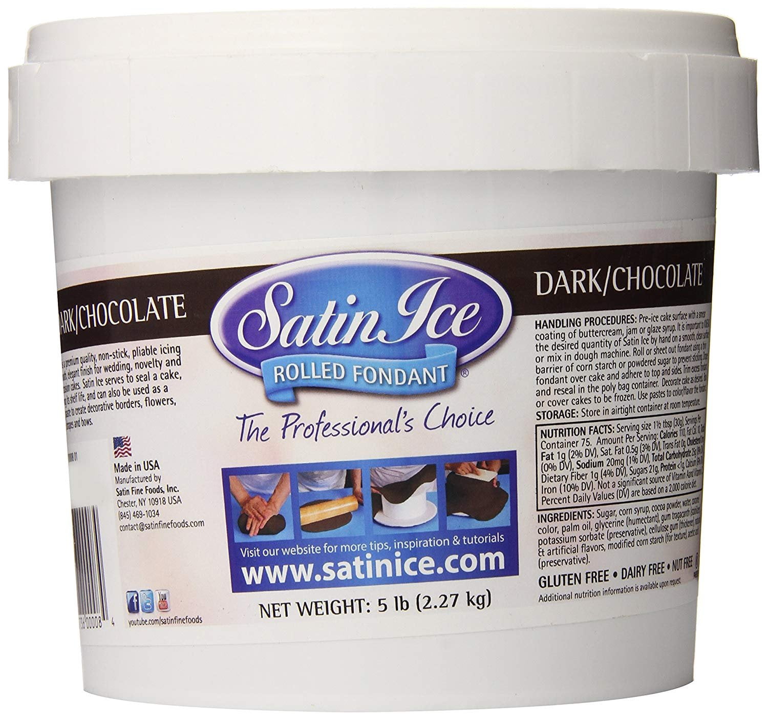 Satin Ice Fondant, Dark Chocolate, 5 Pound