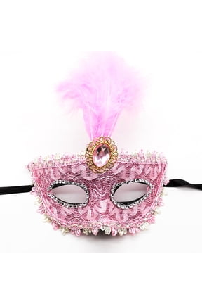 Product Title Women Makeup Dance Face Guard Painted With Gold Powder Cornered Half Face Carnival Party Face Guard, Pink, One Size