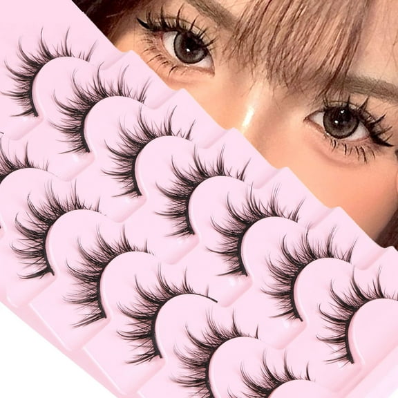 Product category Eyelashes 2 | Product title Manga Lashes Natural False Eyelashes Anime Lashes Wispy Spiky 3D Volume Eyelashes Pack Korean Japanese Asian Eyelashes Like Individual Cluster