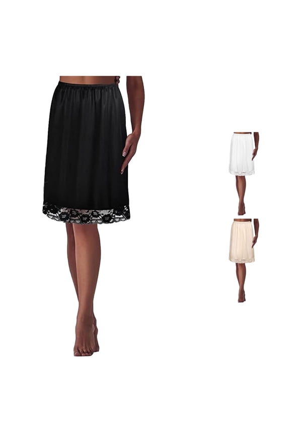 Product category Skirt - Women's Silk Base Inner Layer Half Skirt with Lace Edge White Base Layer with Sheer Light Leakage Soft Inner