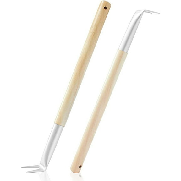 Product image Pizza Bubble Popper Spinner Turning Fork Aluminum 17.5 inch with Wooden Handle and Leather Strap (2-Pack), Pizza Turner Peel - Outdoor Pizza Oven Accessories