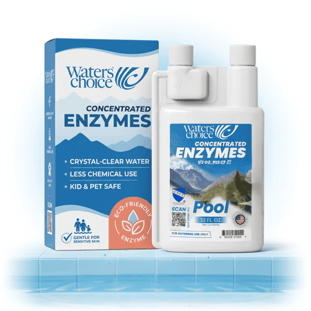 Waters Choice Weekly Pool Enzyme Concentrate - 32 Ounce - Non-Toxic Natural Pool Cleaner for Crystal Clear Water - Effective Pool Clarifier