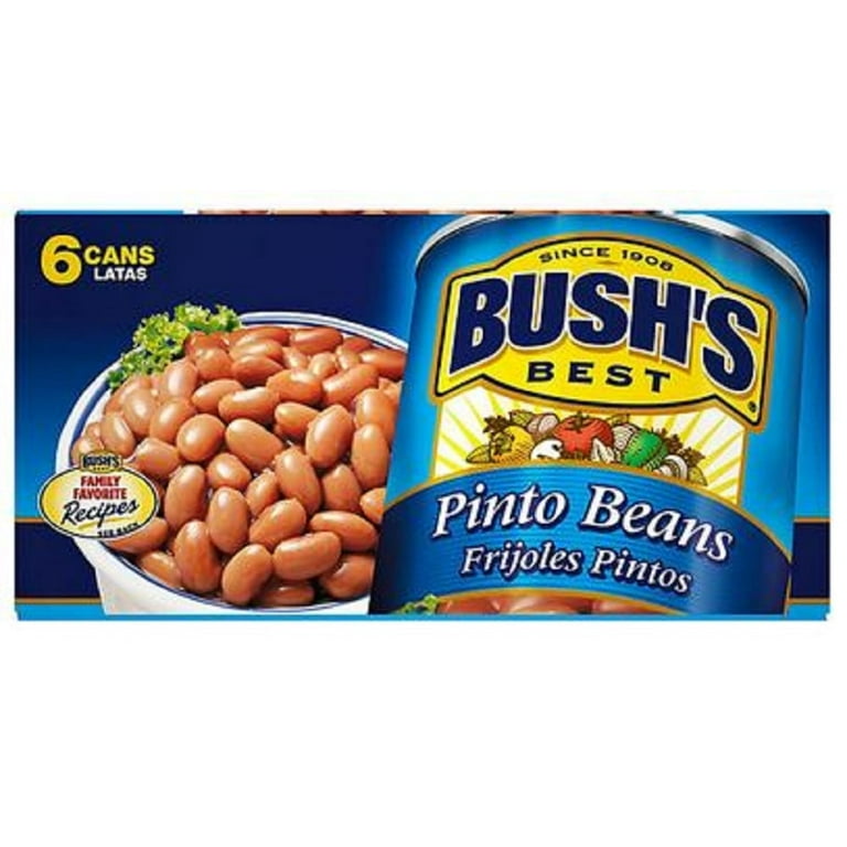 BUSH'S Pinto Beans, 16 oz Cans, 6 Pack, Good Source of Fiber