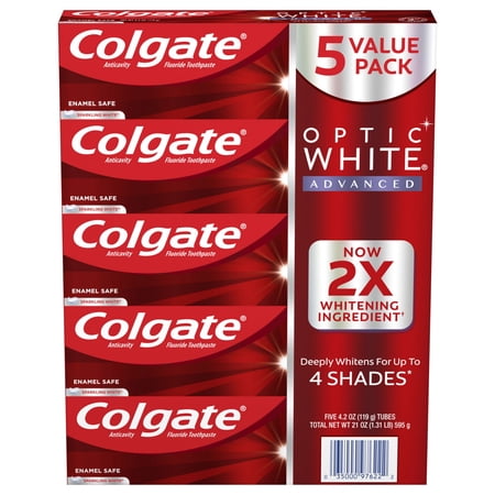 Product of Colgate Optic White Advanced Teeth Whitening Toothpaste 5 Pk.