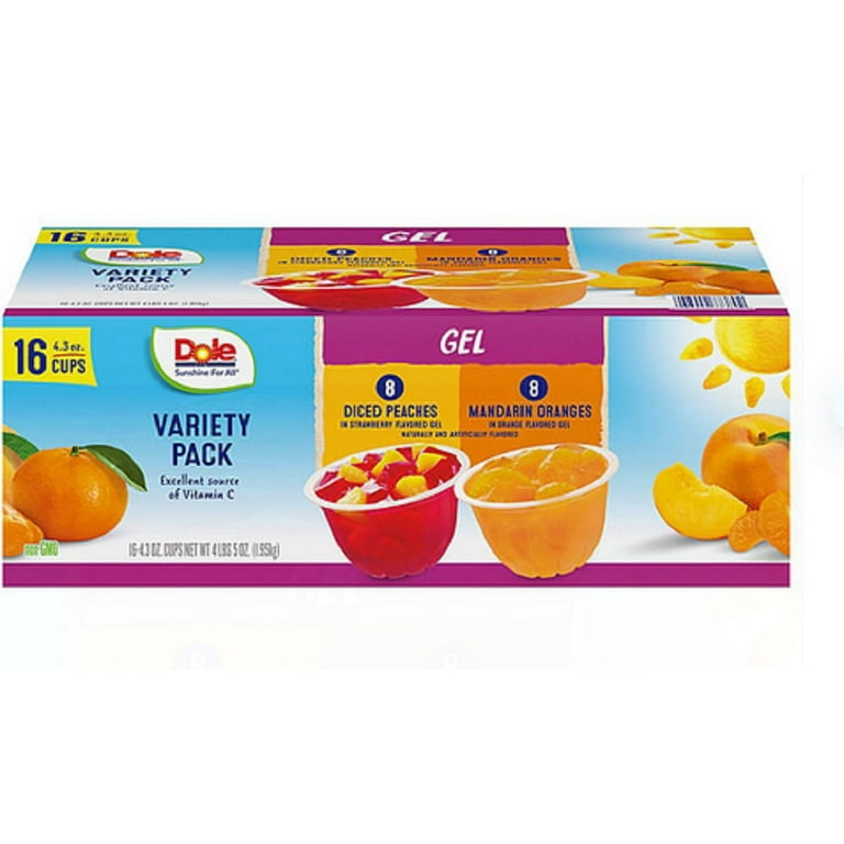 Fruit in Gel Cups, Mandarins/Orange, Peaches/Strawberry, 4.3 oz Cups, 16 Cups/Carton, Ships in 1-3 Business Days Fruit in Gel Cups, Mandarins/Orange, Peaches/Strawberry, 4.3 oz Cups, 16 Cups/Carton, Ships in 1-3 Business Days