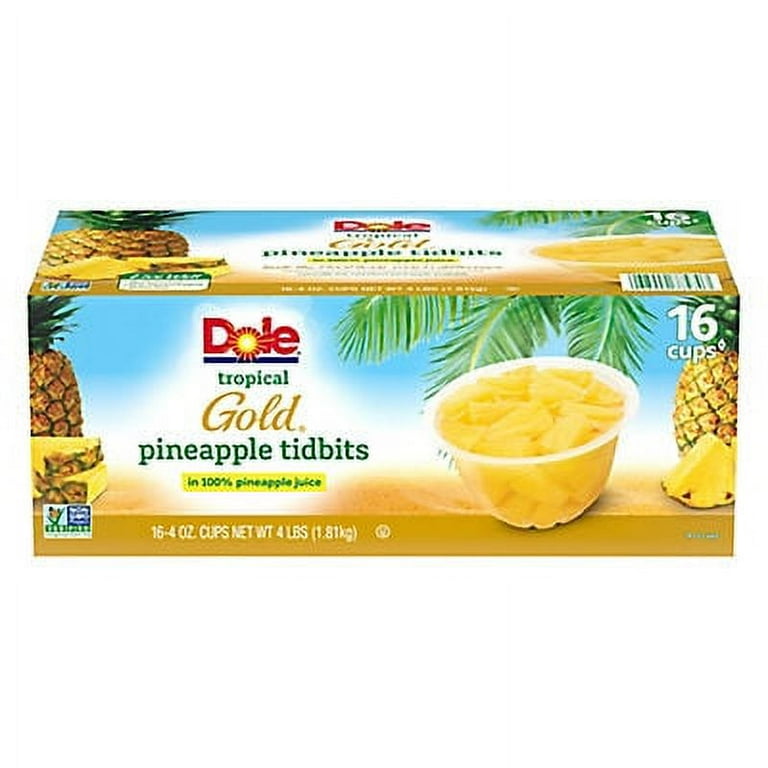 Tropical Gold Premium Pineapple Tidbits, 4 oz Bowls, 16 Bowls/Carton, Ships in 1-3 Business Days Tropical Gold Premium Pineapple Tidbits, 4 oz Bowls, 16 Bowls/Carton, Ships in 1-3 Business Days