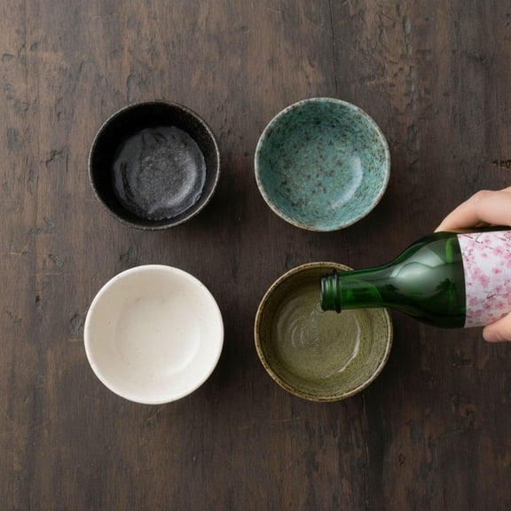 Product of Gifu Japan Mino Ware Sake Cup Set, Japanese Ceramic Ochoko Cups, Assorted Colors, Set of 4, 1.7 oz