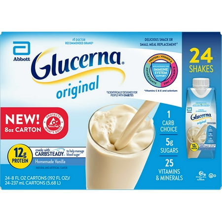 Product of Glucerna Diabetes Nutritional Shake Homemade Vanilla Ready-To-Drink Bottles, 24 pk./8 oz.