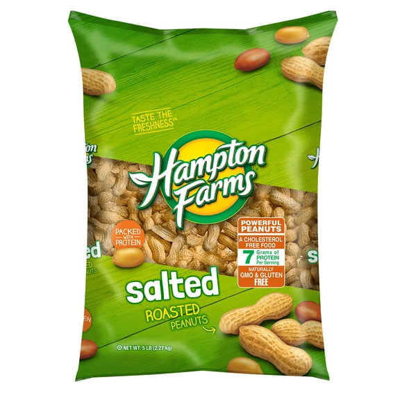 Product of Hampton Farms Salted Roasted In-Shell Peanuts, 5 lbs.