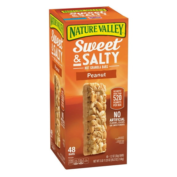 Nature Valley Sweet 'N Salty Granola Bar, Peanut, 1.2 oz, 48-count