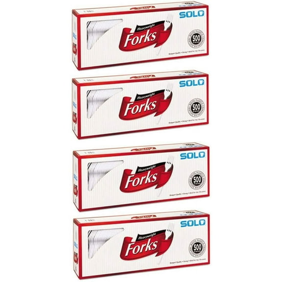 Product of SOLO Heavyweight Plastic Cutlery, Forks, White, 6.41 in, 500/Carton, 4 Pack