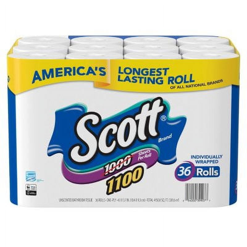 Scott 1100 Unscented 1-Ply Bath Tissue, 36 Rolls